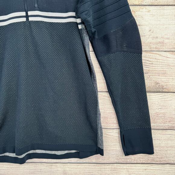 Smartwool Intraknit Merino Tech 1/2 Zip Hoodie Mens Medium Navy Blue - Picture 6 of 14